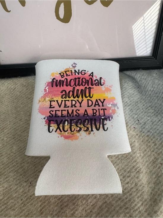 handcrafted by jersee12 Other - Funny Beverage Koozie - Watercolor Script Design